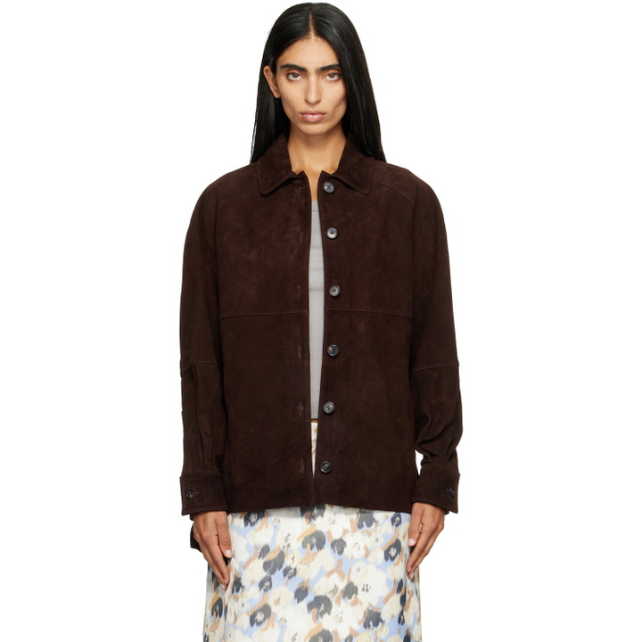 Photo: Staud Brown Josette Suede Shirt