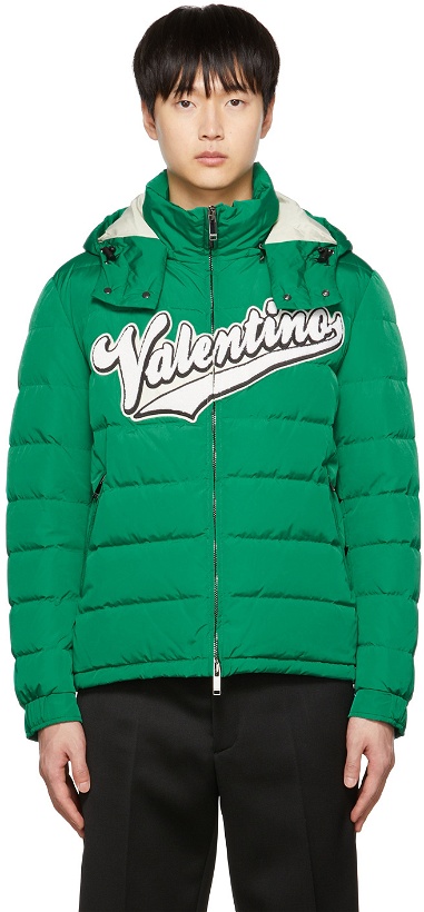 Photo: Valentino Green Embroidered Bouclé Down Jacket