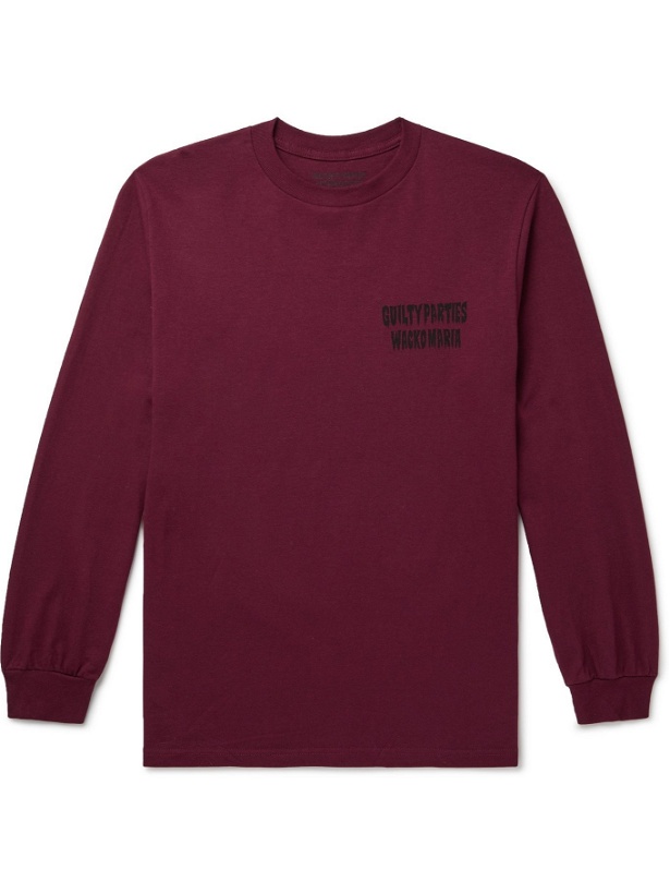 Photo: WACKO MARIA - Logo-Print Cotton-Jersey T-Shirt - Burgundy - S