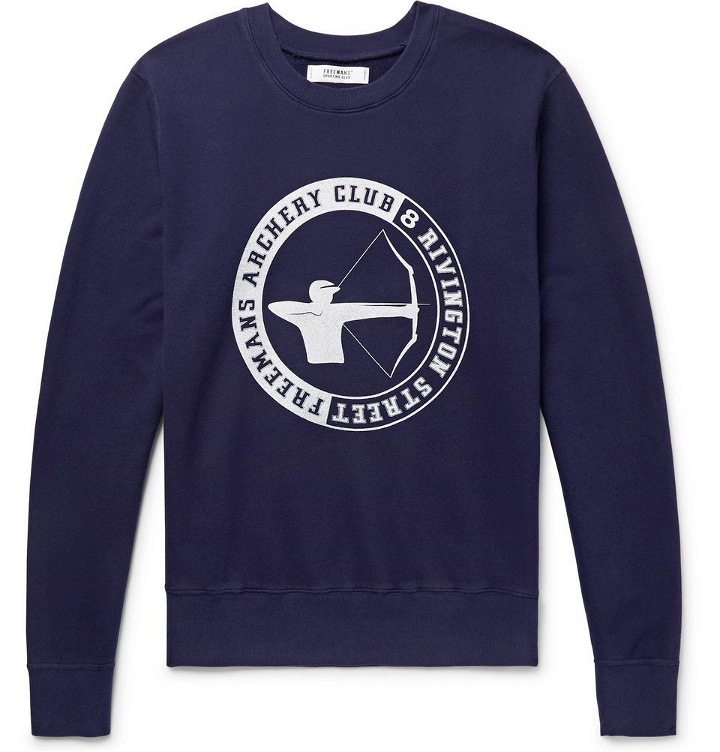 Photo: Freemans Sporting Club - Printed Loopback Cotton-Jersey Sweatshirt - Indigo