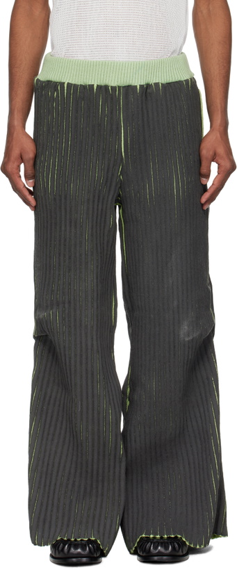 Photo: Stanley Raffington Black & Green Warped Ribbed Trousers