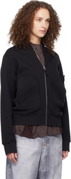 Stone Island Black 6100014 Mesh Stitch Organic Fleece Track Jacket