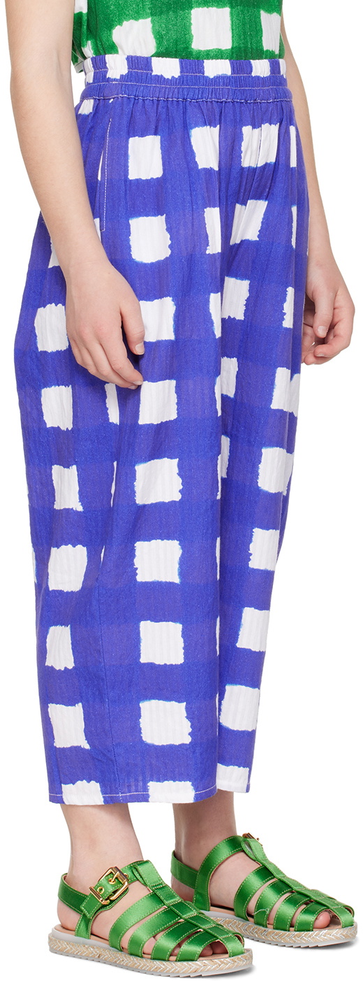 Maison Mangostan Kids Blue Checks Trousers