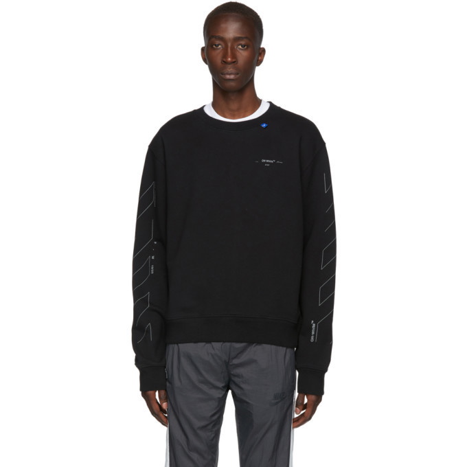 Photo: Off-White Black and Silver Diag Unfinished Slim Sweatshirt