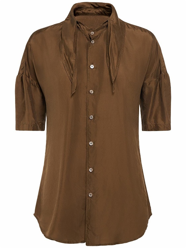 Photo: LEMAIRE - Short Sleeve Fitted Silk Shirt W/ Scarf