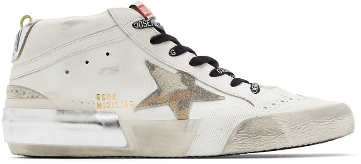 Photo: Golden Goose White & Silver Mid Star Classic Sneakers