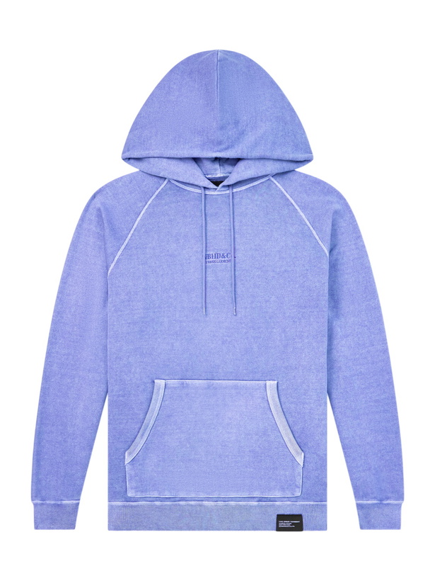 Photo: Neighborhood - Logo-Embroidered Pigment-Dyed Cotton-Jersey Hoodie - Blue