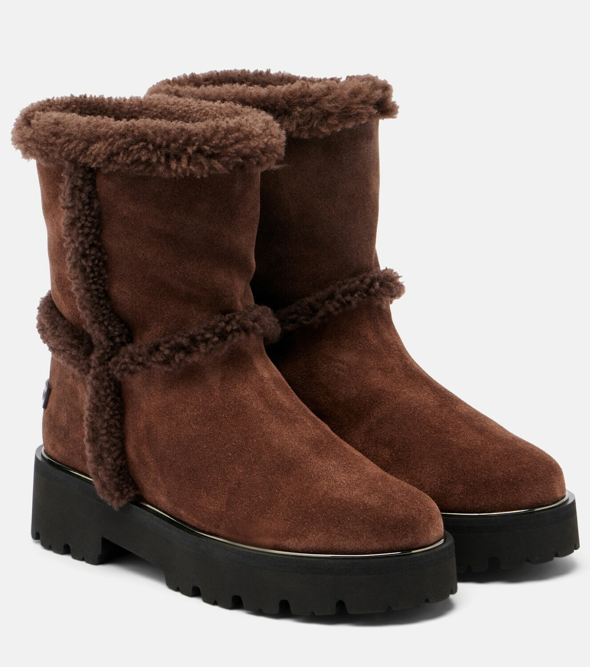 Aquazzura Teddi 20 shearling-trimmed suede ankle boots