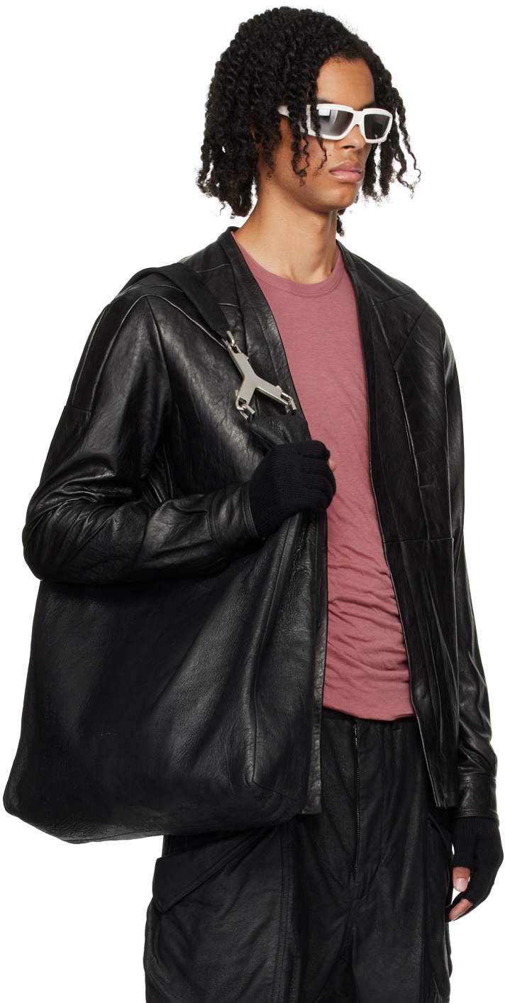 Rick Owens Black Porterville Girdered Larry Leather Jacket
