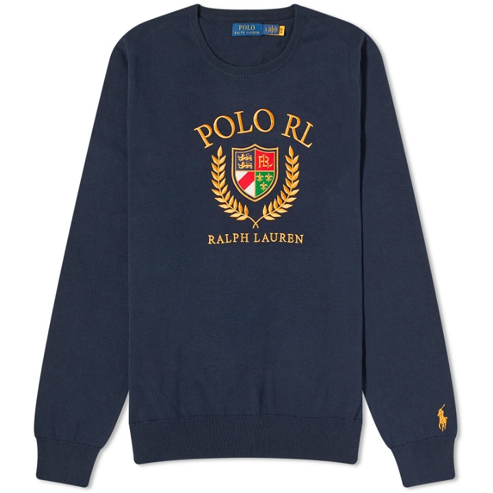 Photo: Polo Ralph Lauren Men's Crest Logo Crew Knit in Navy Combo