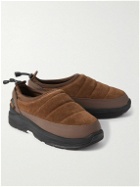 Suicoke - Pepper-Sev Leather-Trimmed Quilted Suede Slip-On Sneakers - Brown