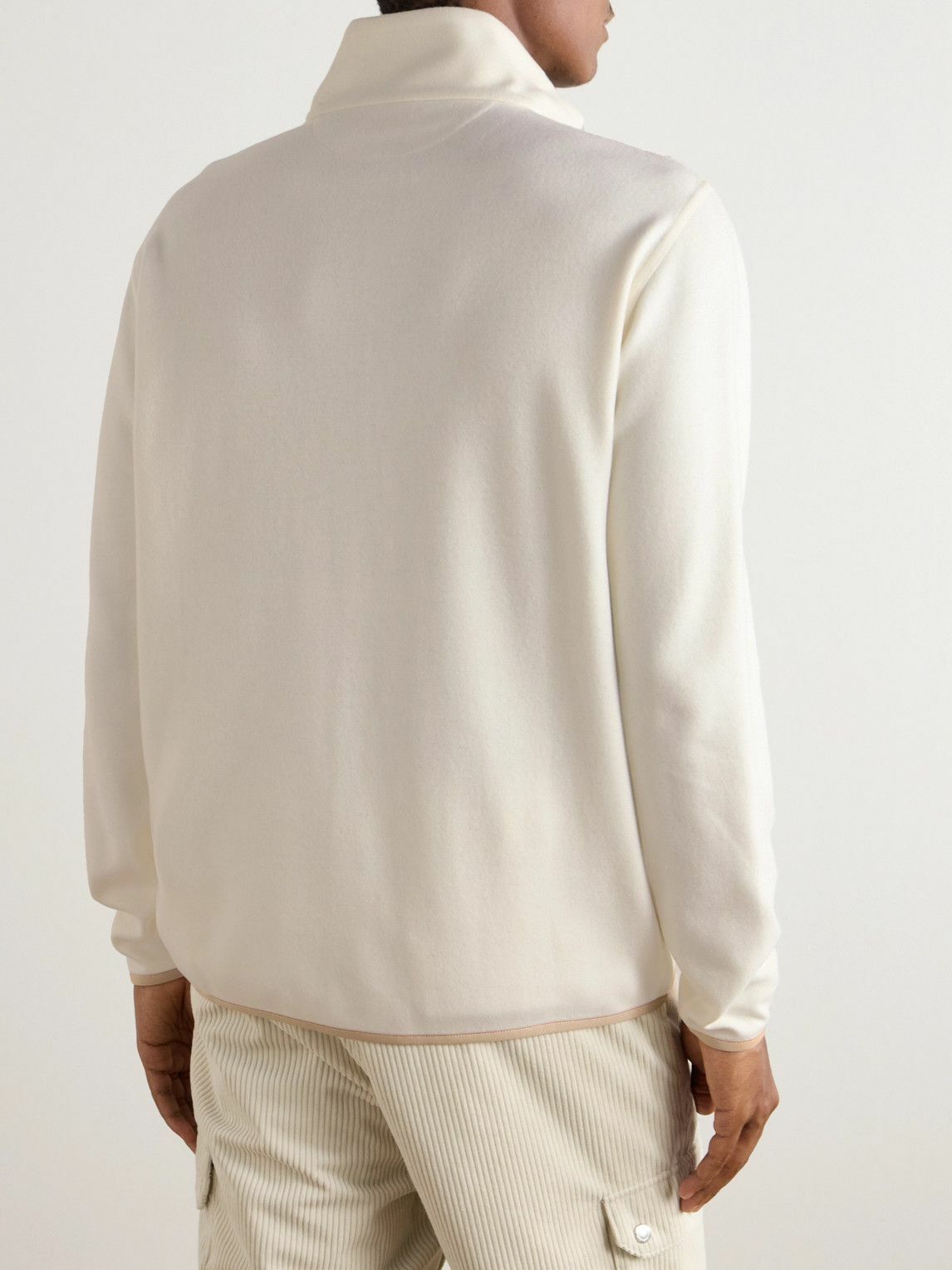 Brunello Cucinelli - Logo-Embroidered Fleece Half-Zip Sweatshirt - Neutrals