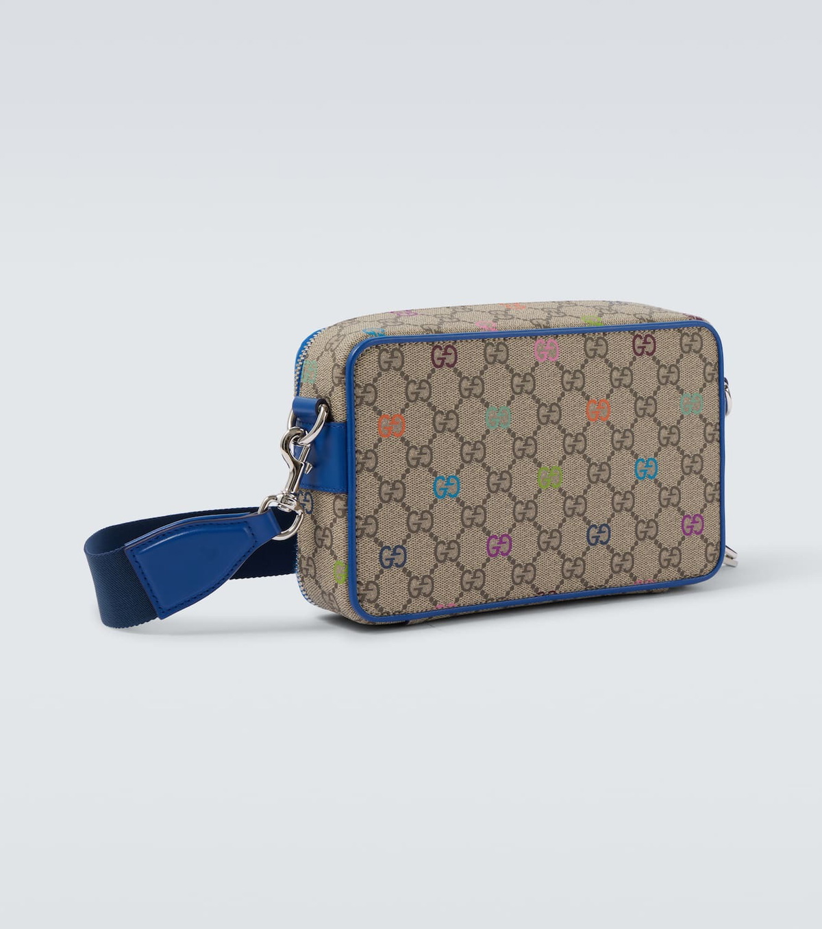Gucci GG Canvas leather-trimmed shoulder bag