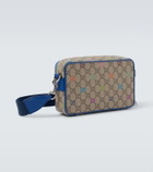 Gucci GG Canvas leather-trimmed shoulder bag