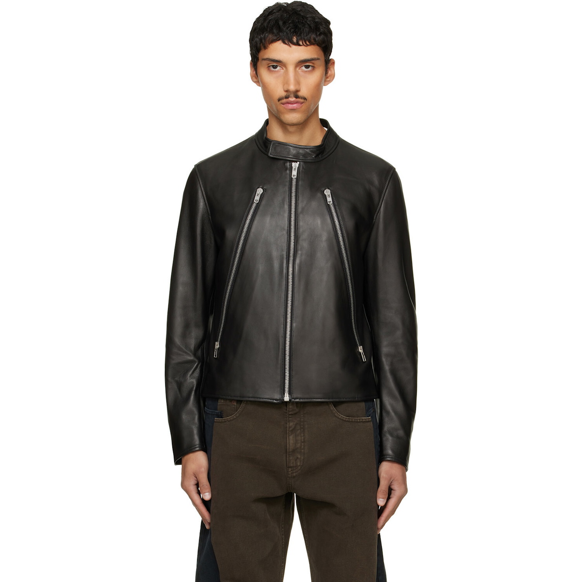 Maison Margiela Black 5-Zip Leather Jacket