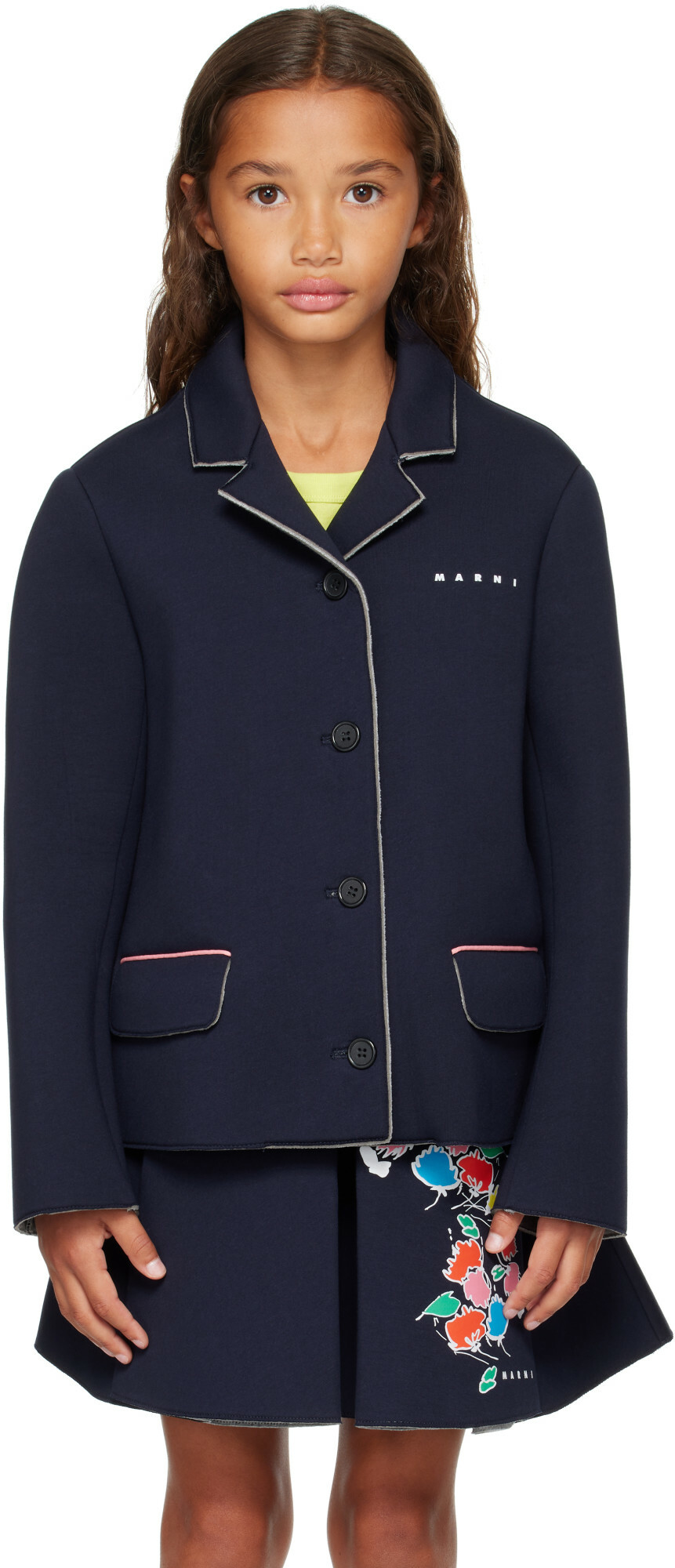 Marni Kids Navy Jersey Blazer