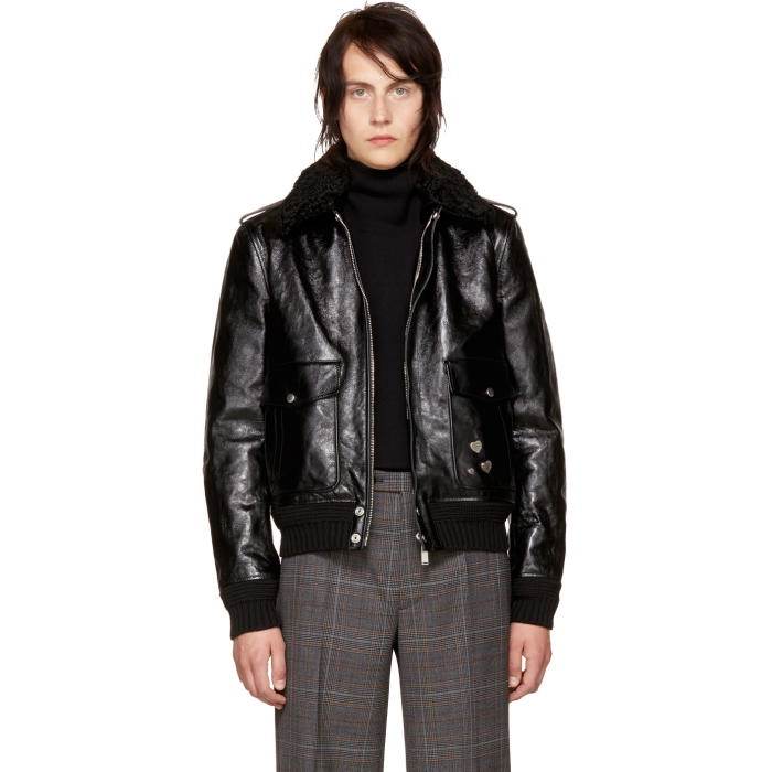 Photo: Saint Laurent Black Shearling Collar Jacket