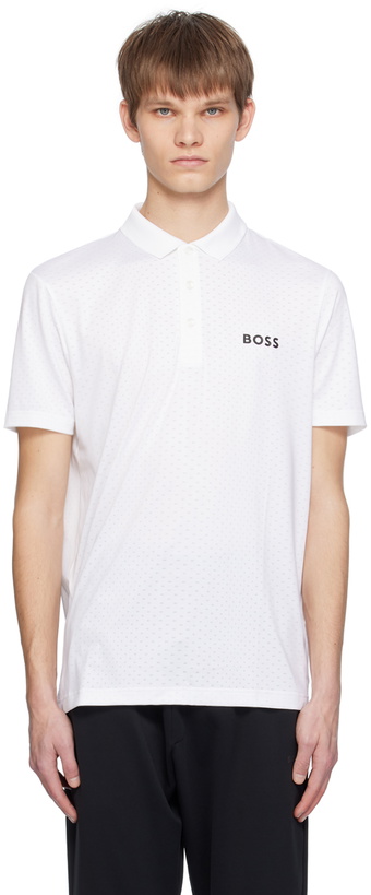 Photo: BOSS White Degradé-Jacquard Polo