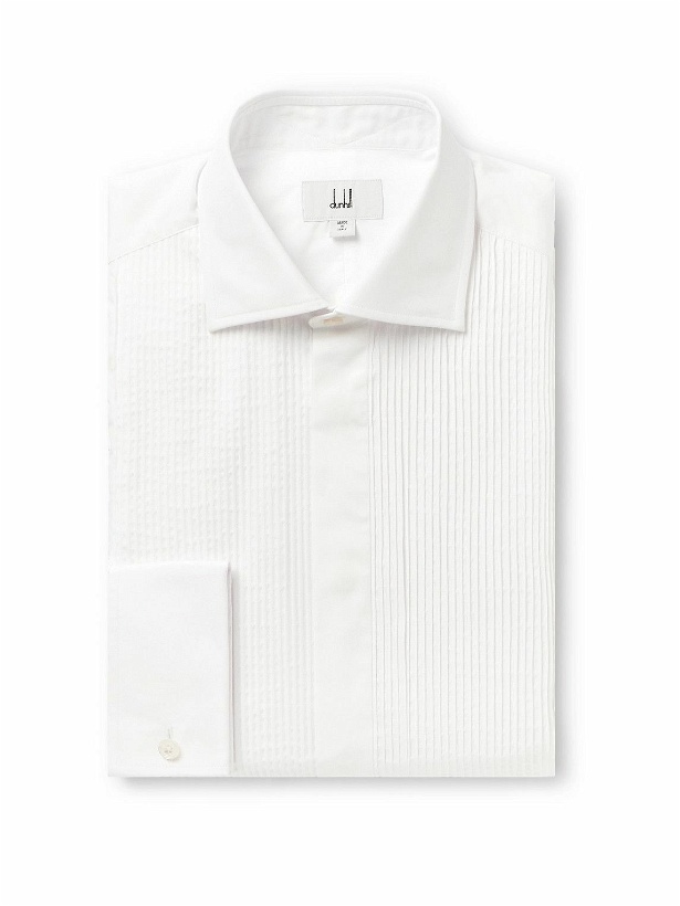 Photo: Dunhill - Spread-Collar Bib-Front Pintucked Cotton Tuxedo Shirt - White