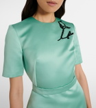 Erdem Floral belted duchesse satin midi dress