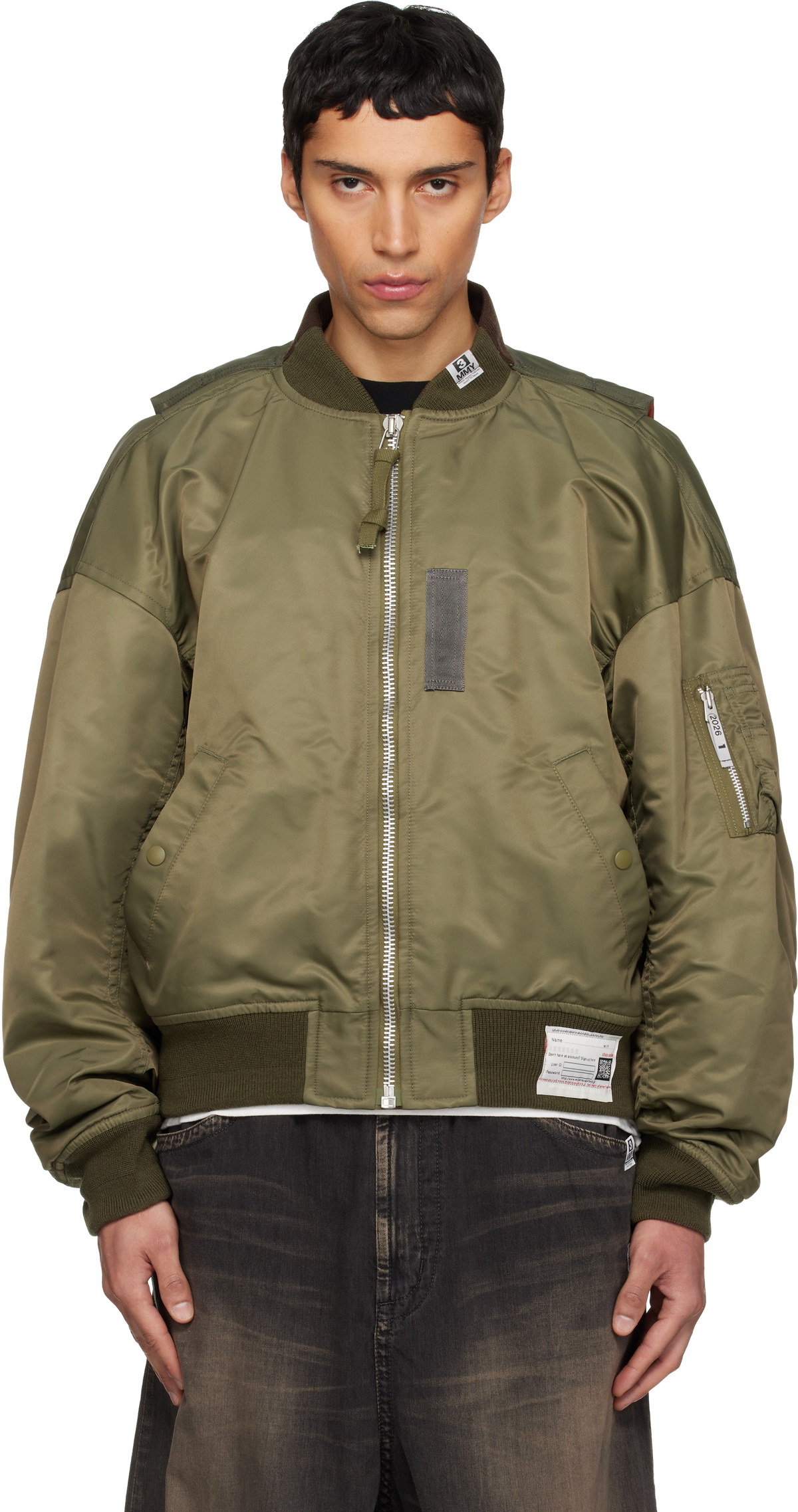 Maison MIHARA YASUHIRO Khaki Vest Combined Flight Bomber Jacket