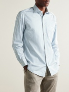 Sid Mashburn - Cutaway-Collar Striped Cotton-Poplin Shirt - Blue