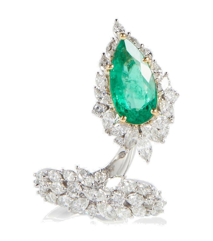 Photo: Yeprem 18kt white gold ring with emerald and diamonds