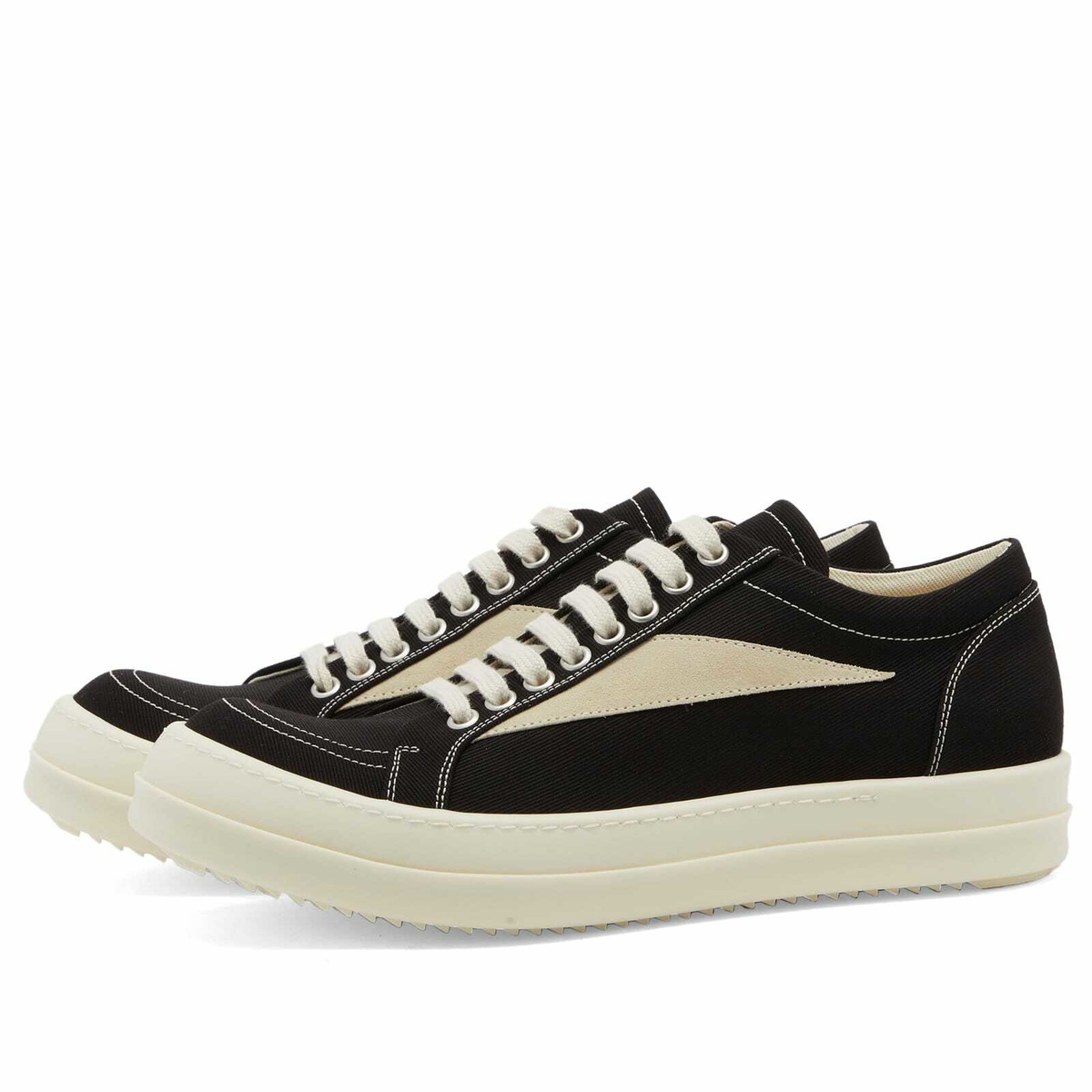 【正規店出品】RICK OWENS DRKSHDW CVS LOW SNEAKERS BLACK/MILK Rick Owens DRKSHDW Canvas Low Top Black Milk Men's