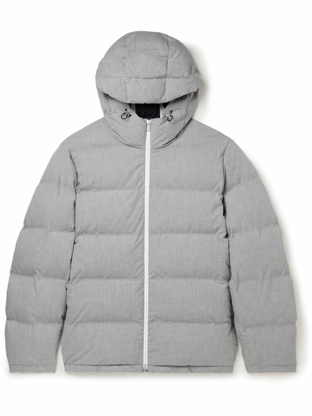 Photo: Brunello Cucinelli - Quilted Cotton Hooded Down Jacket - Gray