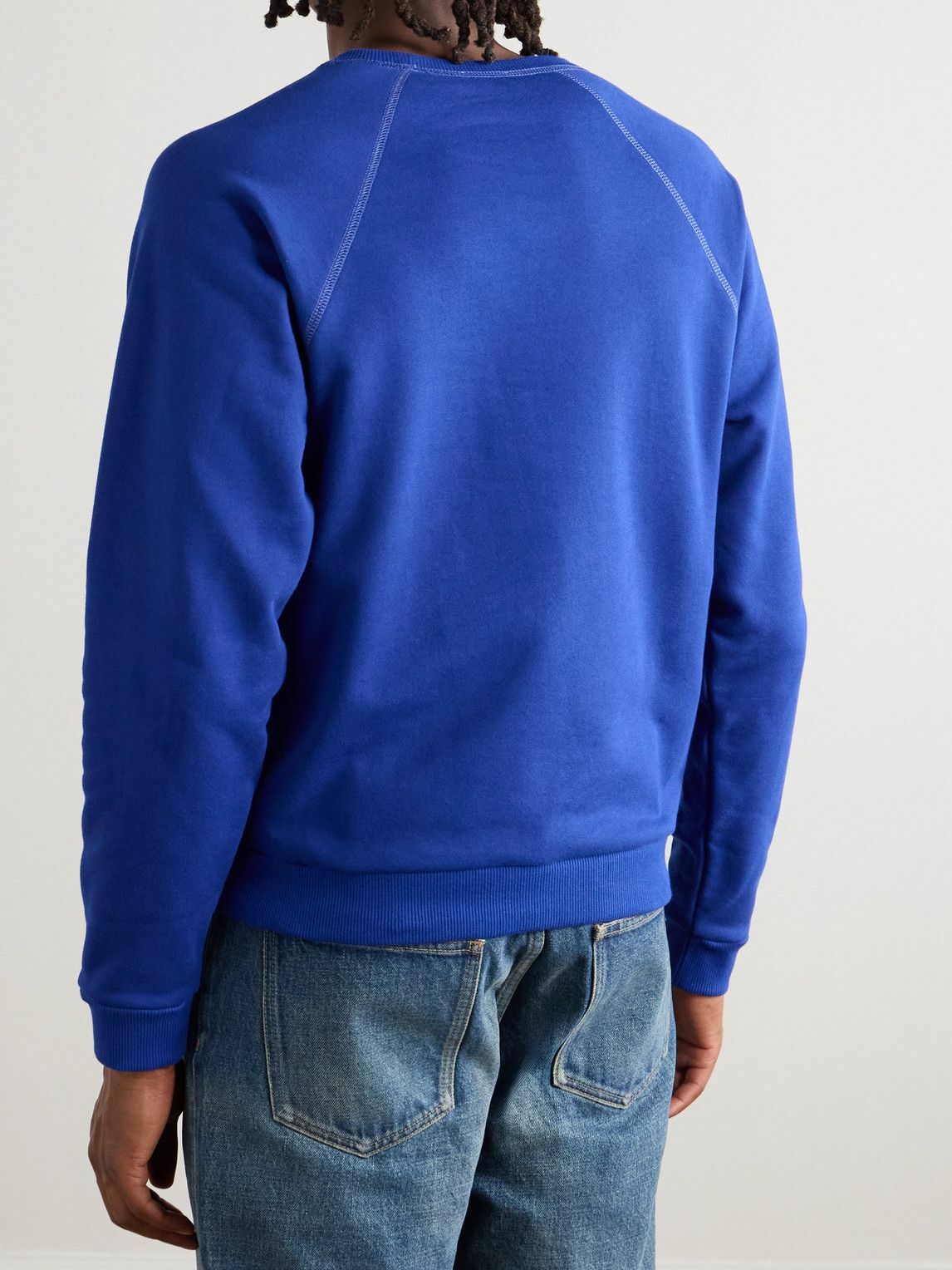 CELINE - Slim-Fit Logo-Print Cotton-Jersey Sweatshirt - Blue