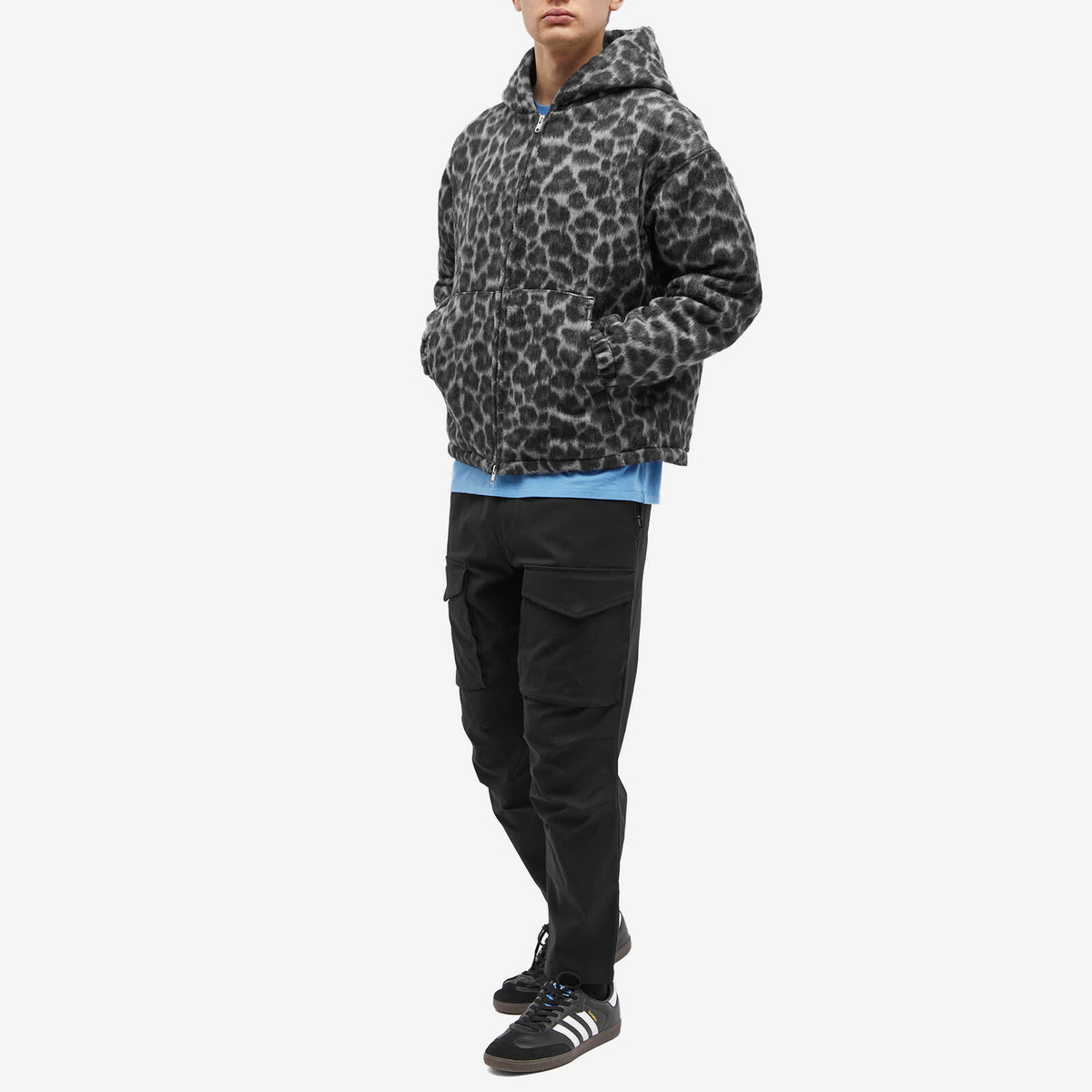 Edwin Men's Daimon Hooded Jacket Lined in Black/White Leopard