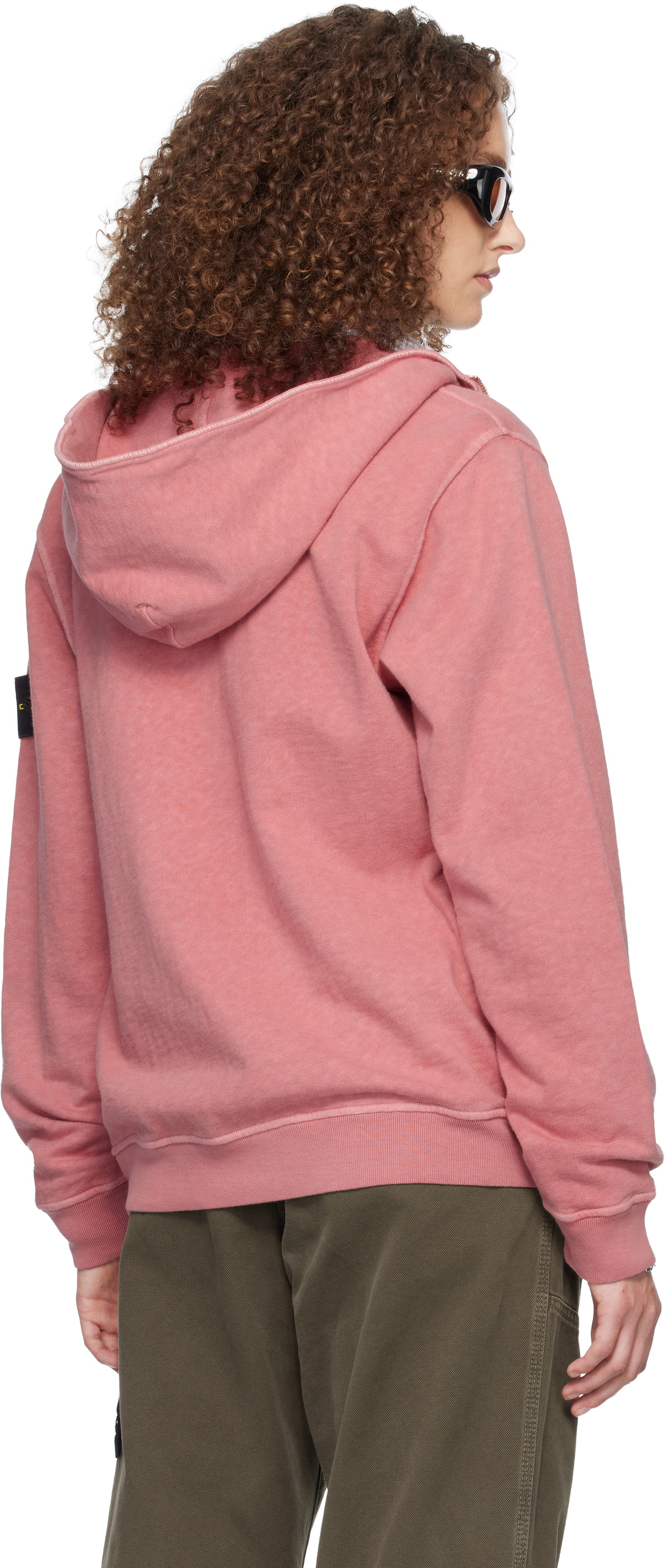 Stone Island Pink 6100032 Malfilé Fleece Old Effect Hoodie