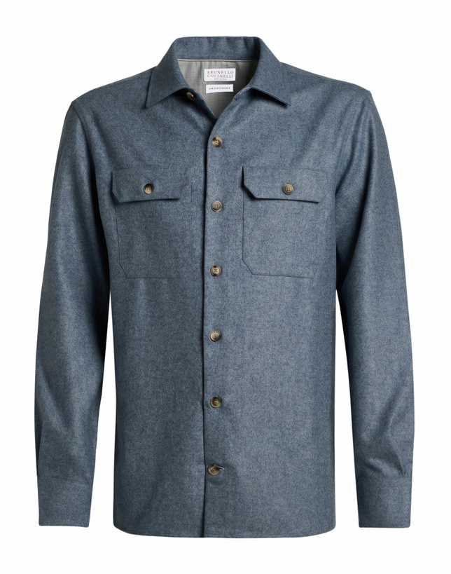 Photo: Brunello Cucinelli Mens Shirt Slate in Blue