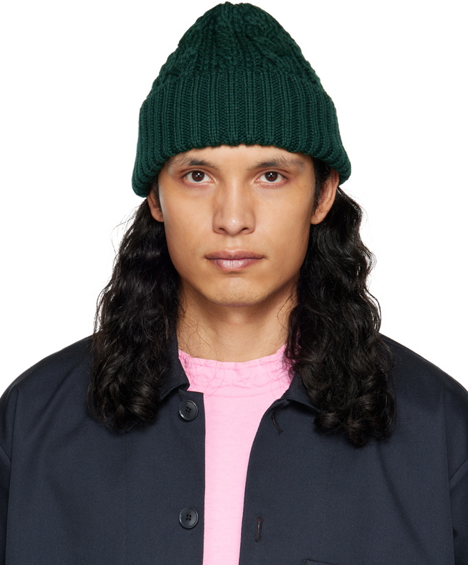 Photo: BEAMS PLUS Green Cable Knit Beanie