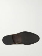 Brunello Cucinelli - Tasselled Braided Leather-Trimmed Suede Loafers - Brown