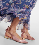 Aquazzura Bow Tie metallic leather ballet flats