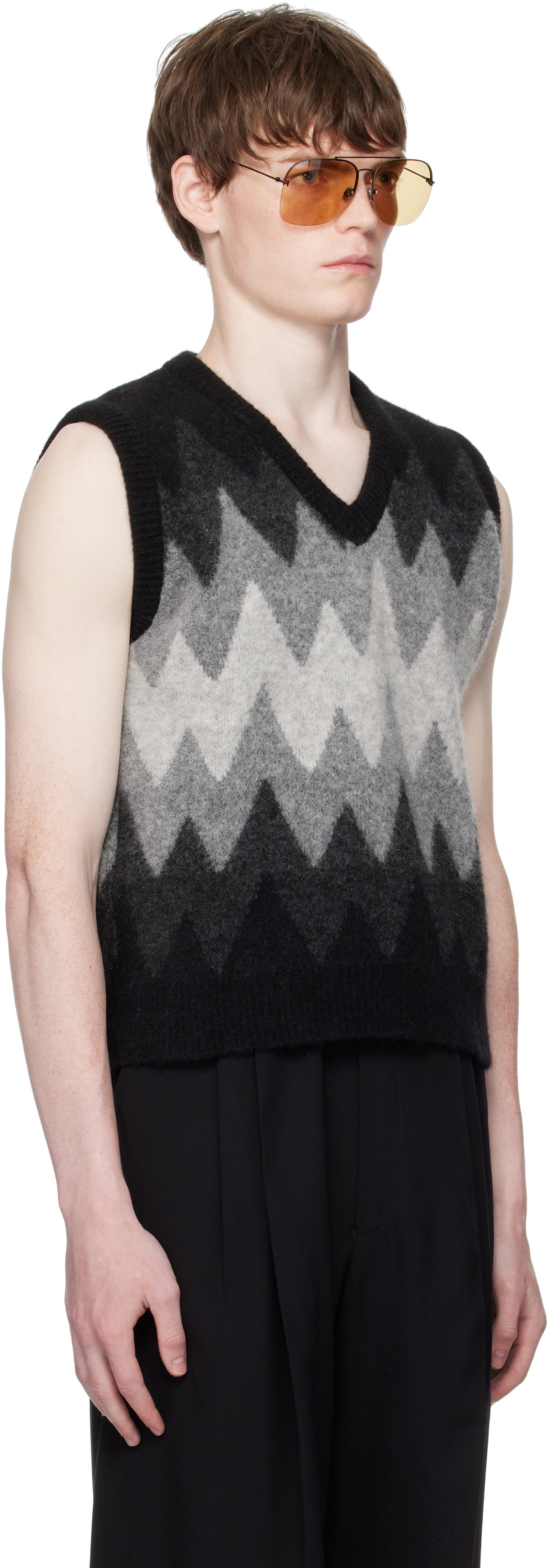 Ernest W. Baker Black & Gray Degrade Jacquard Vest