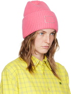 Acne Studios Pink Embellished Face Logo Beanie