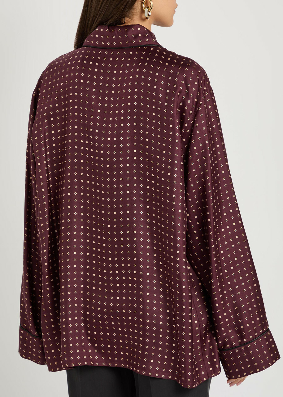 Saint Laurent Patterned Silk Shirt Bordeaux