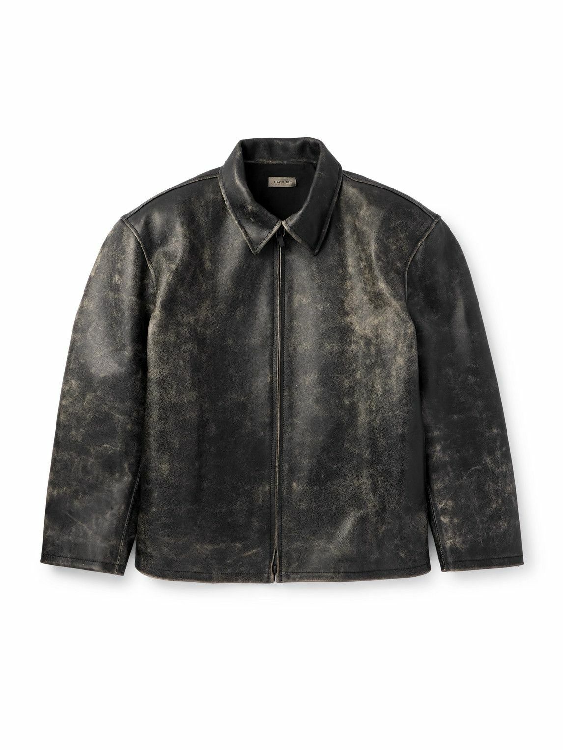 Photo: Fear of God - Rider Oversized Distressed Leather Jacket - Black