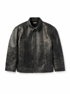 Fear of God - Rider Oversized Distressed Leather Jacket - Black