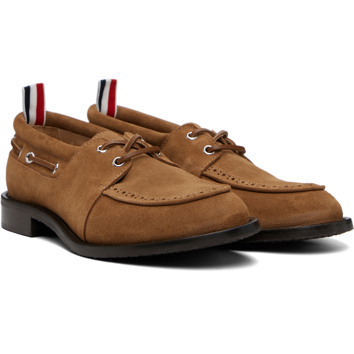 Thom Browne Brown Calf Suede Boat Shoes
