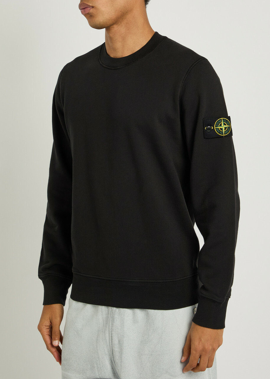 Stone Island Logo Cotton Sweatshirt Black