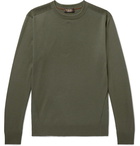 Loro Piana - Slim-Fit Cotton and Silk-Blend Sweater - Green