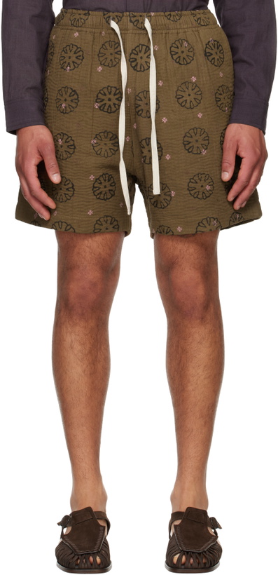 Photo: Kartik Research SSENSE Exclusive Brown Blockprint Kantha Shorts