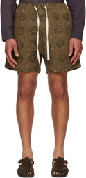 Kartik Research SSENSE Exclusive Brown Blockprint Kantha Shorts