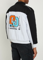 AN-Y1 Formula Appliquéd Padded Canvas Bomber Jacket Black And White