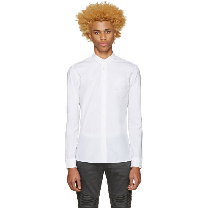 Photo: Balmain White Pique Trimmed Shirt