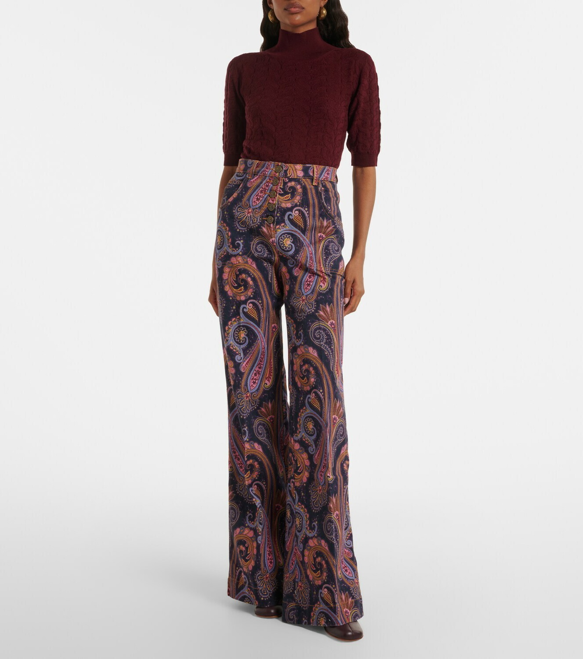 Etro Paisley cotton-blend flared pants
