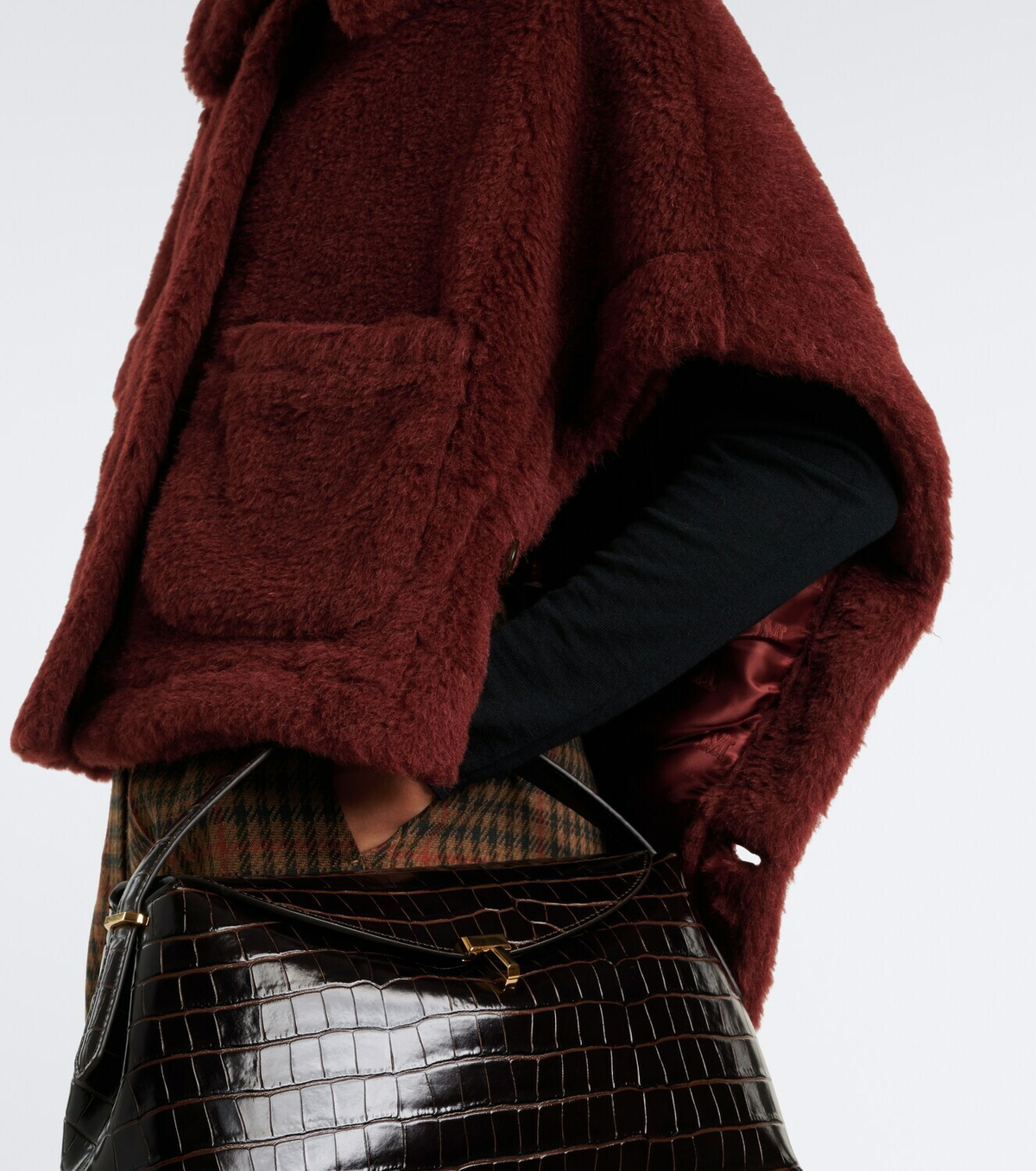 Max Mara Alpaca, wool, and silk teddy cape